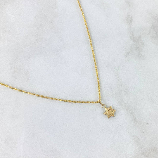 Cadena Lazo 0.9gr / 45cm / 1.2mm + Dije Estrella De David 0.3gr / 1.4cm Oro Amarillo (Oferta)