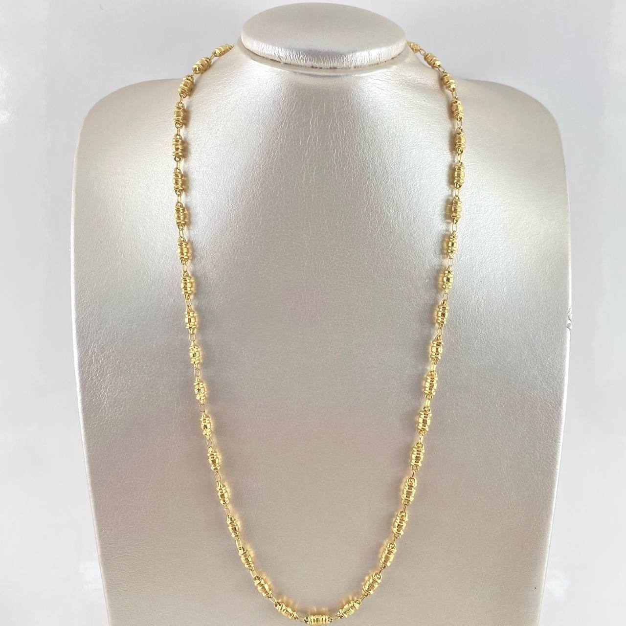 Cadena Rustica Cilindro Rayado 13.5gr / 60cm / 5mm Oro Amarillo