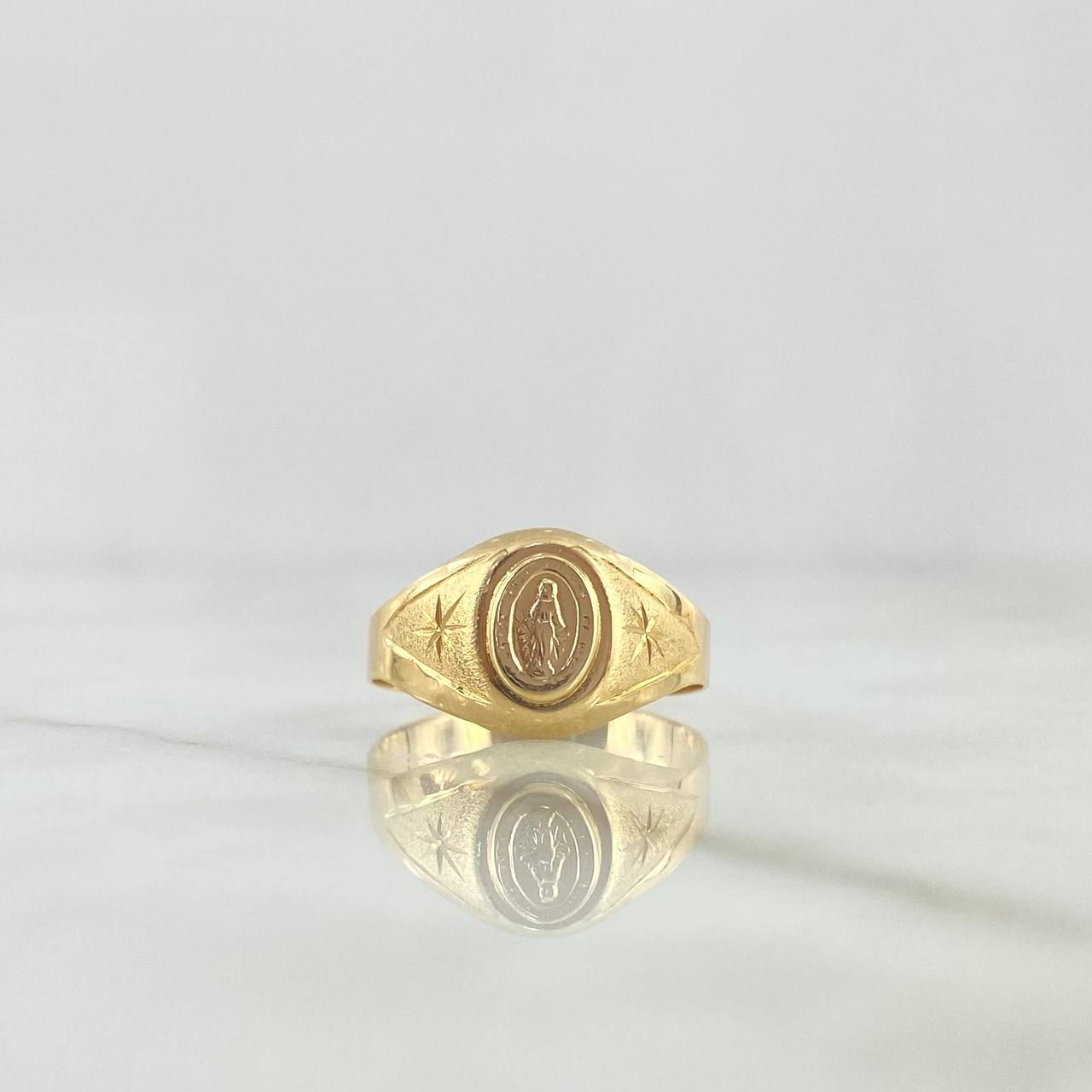 Anillo Virgen Milagrosa Sello Estrellado 1.8gr / T8 3/4 / Oro Amarillo