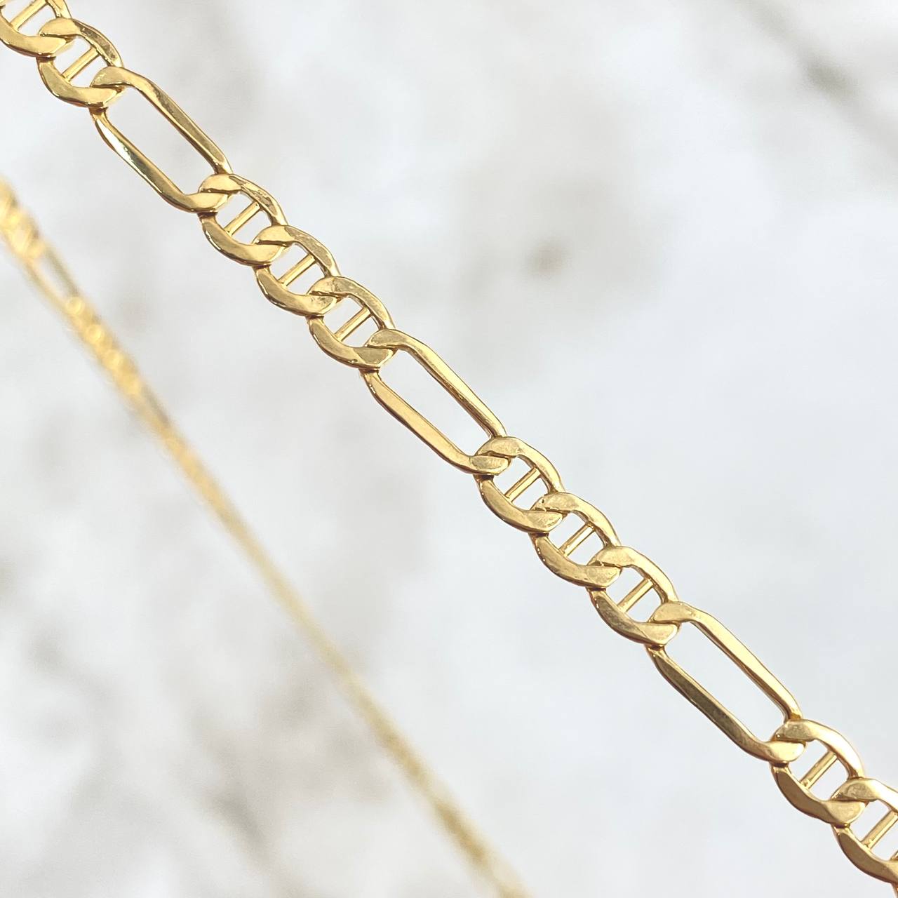 Cadena Figaro Escalera 7.25gr / 60cm / 4mm Oro Amarillo +3