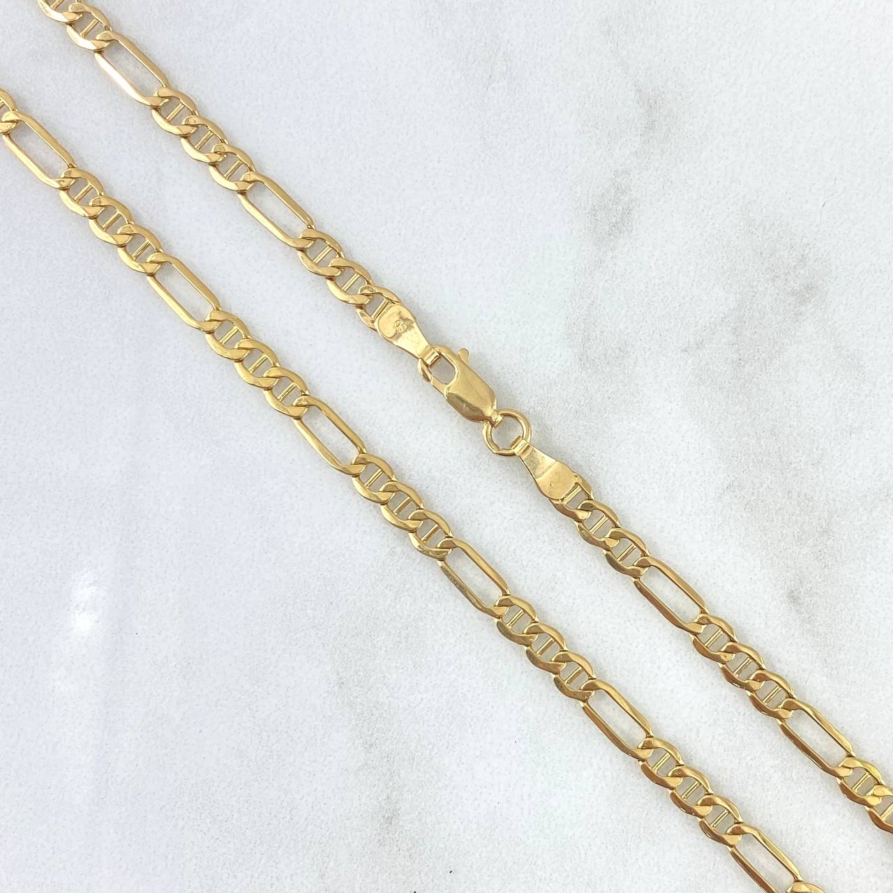 Cadena Figaro Escalera 7.25gr / 60cm / 4mm Oro Amarillo +3