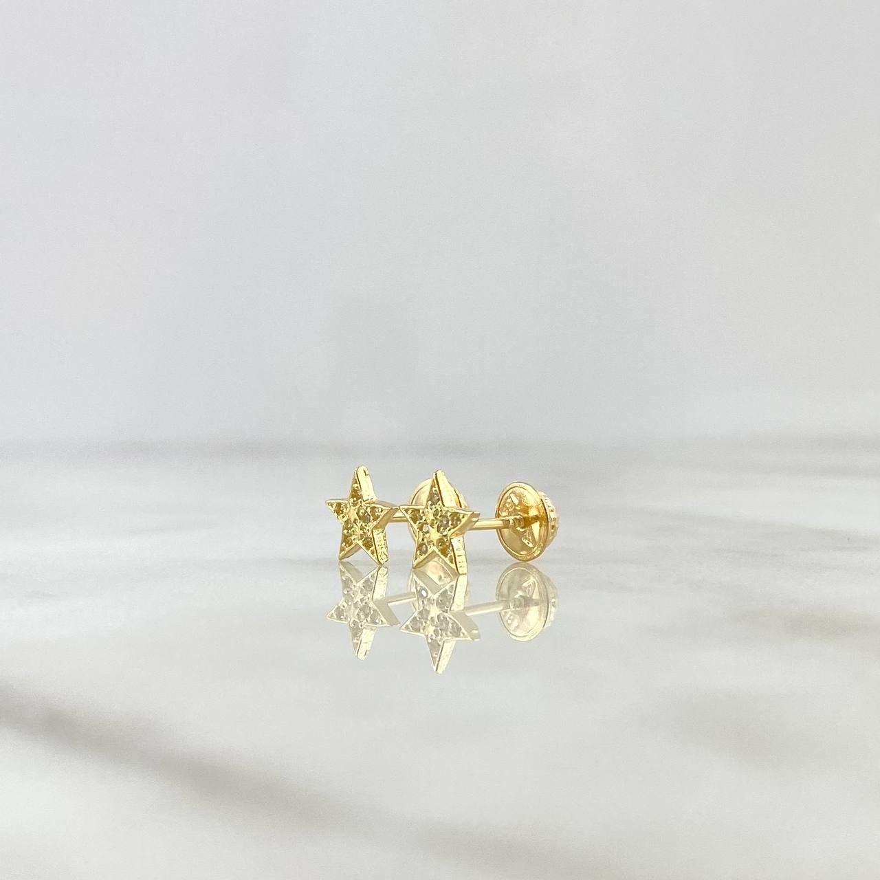 Topos Estrella  0.95gr / 6.5mm Circones Blancos Oro Amarillo ©