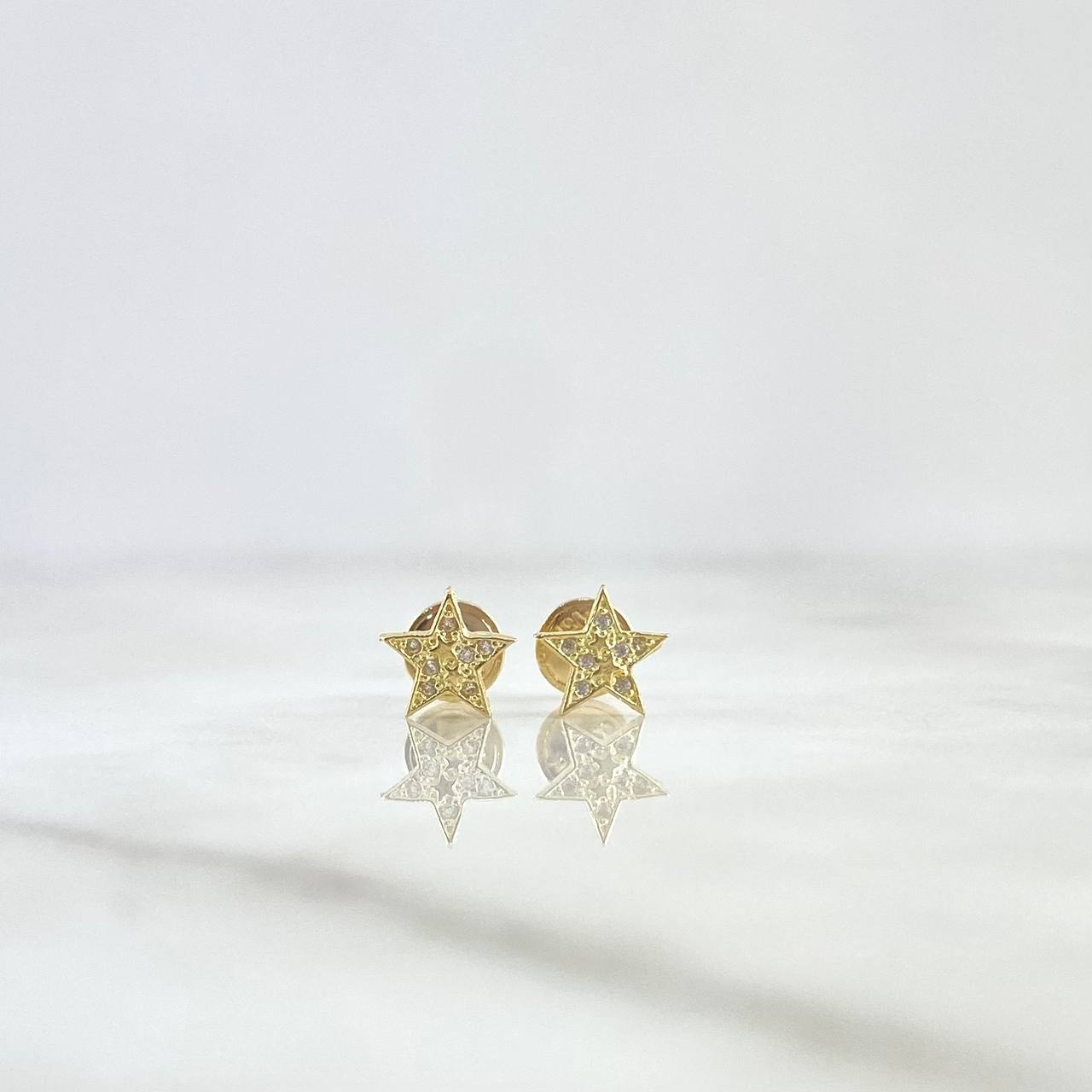 Topos Estrella  0.95gr / 6.5mm Circones Blancos Oro Amarillo ©
