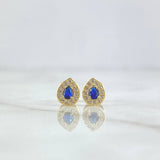 Topos Gota Pera 0.85gr / 7mm Circones Azul blanco Oro Amarillo