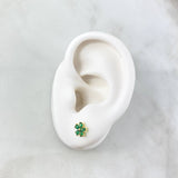 Topos Flor Cinco Petalos 1.05gr / 7mm Circones Verdes Oro Amarillo 18K