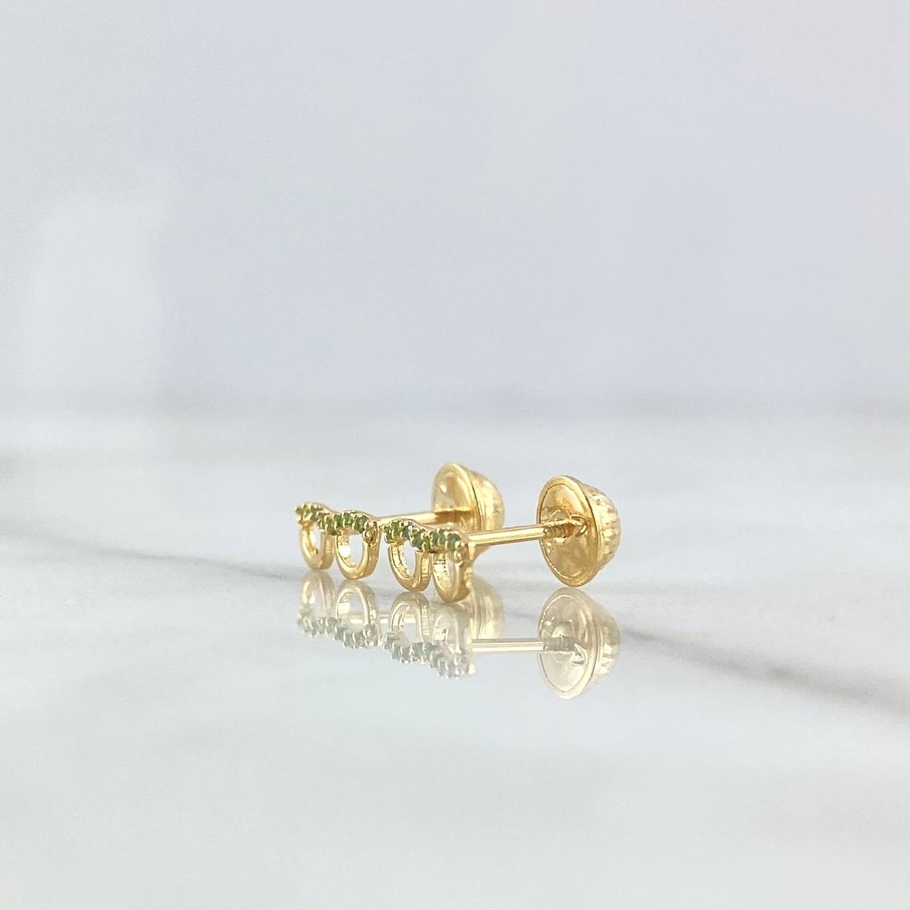 Topos Gafas 0.65gr / 3.6mm Circones Verdes Oro Amarillo 18K *