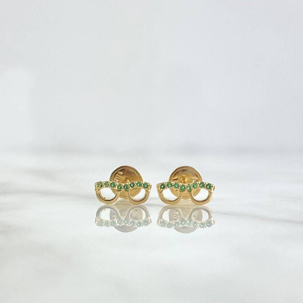 Topos Gafas 0.65gr / 3.6mm Circones Verdes Oro Amarillo 18K *