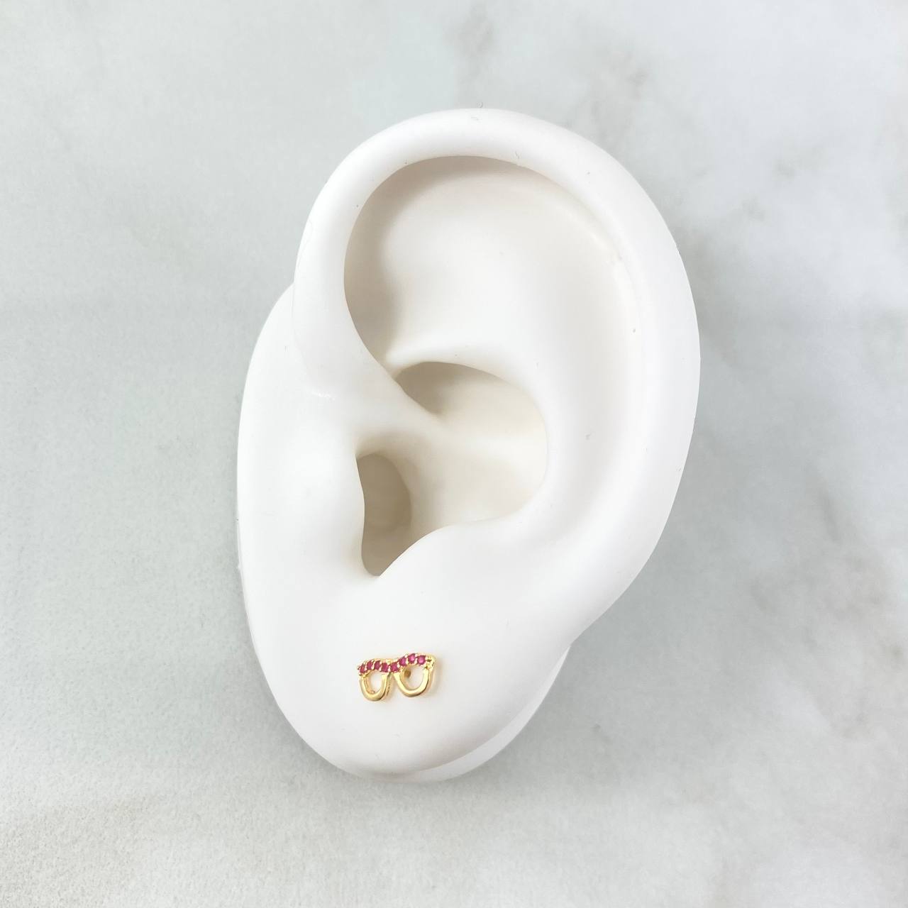 Topos Gafas 0.65gr / 3.6mm Circones Fucsias Oro Amarillo 18K *