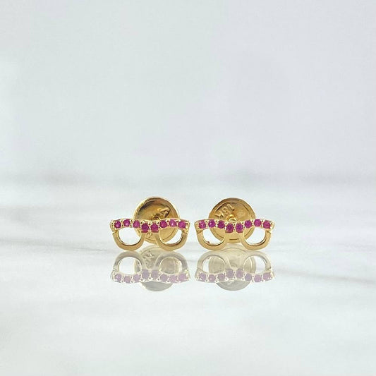 Topos Gafas 0.65gr / 4mm-9mm Circones Fucsia Oro Amarillo 18K