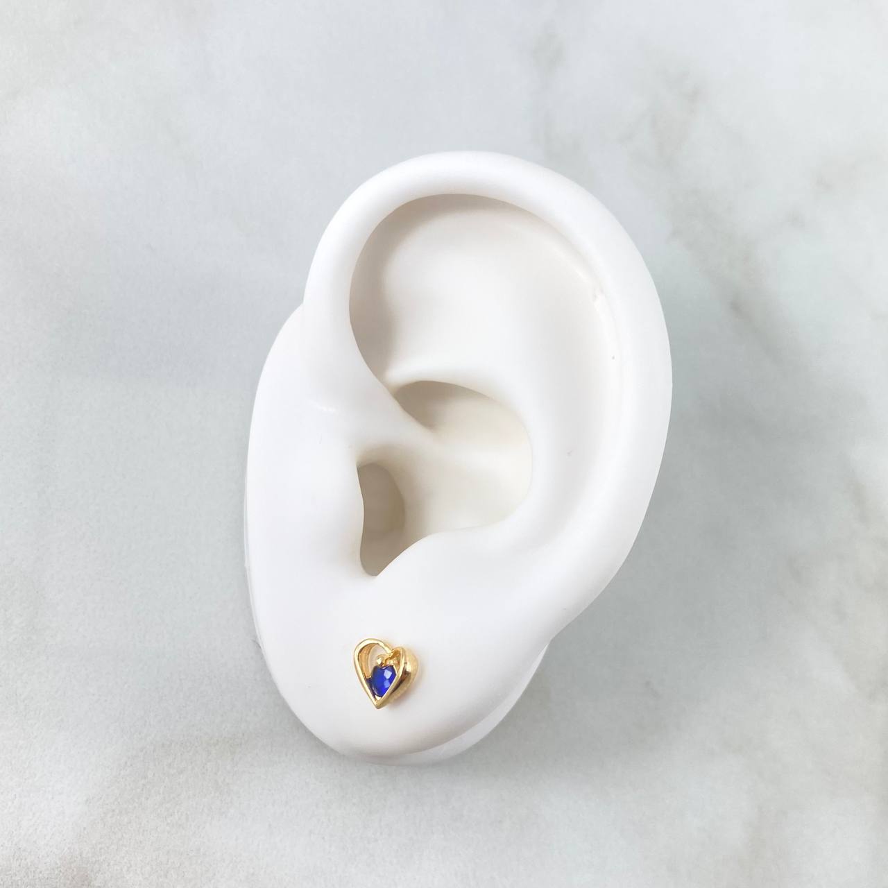 Topos Corazón Silueta 1gr / 6mm Circon Azul Oro Amarillo *