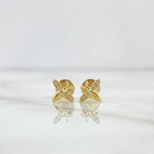 Topos Abeja 0.9gr / 0.6cm / Circones Blancos Oro Amarillo