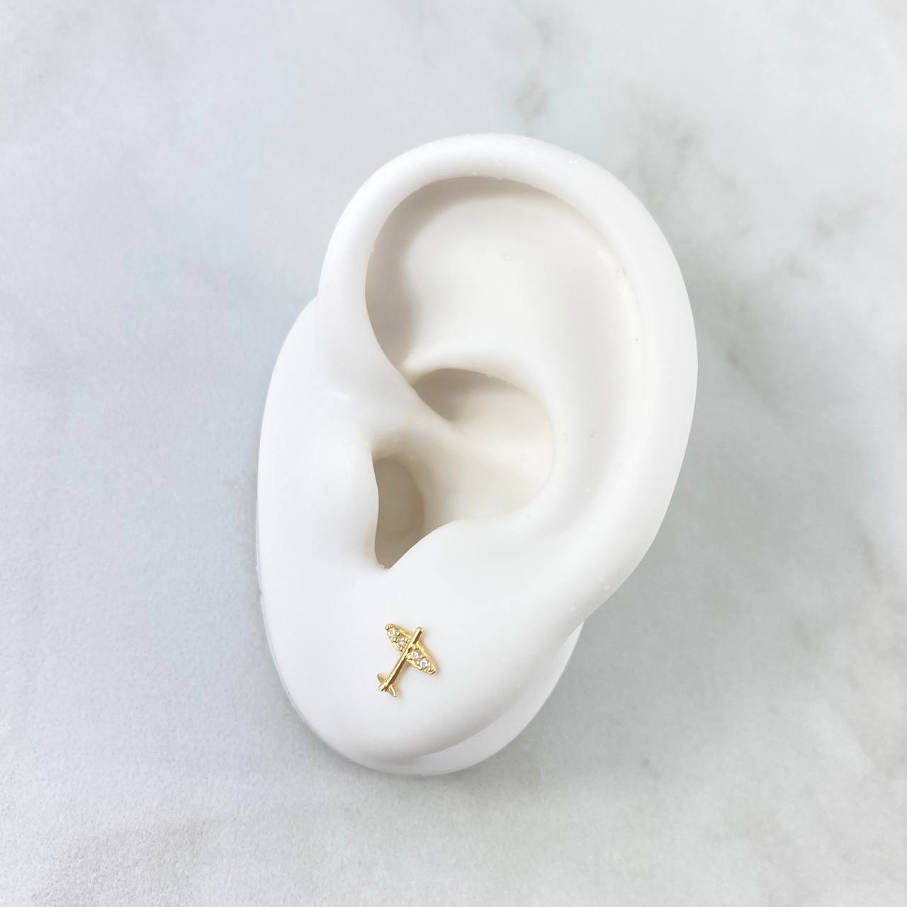 Topos Avion 0.6gr / 7mm Circones Blancos Oro Amarillo ©