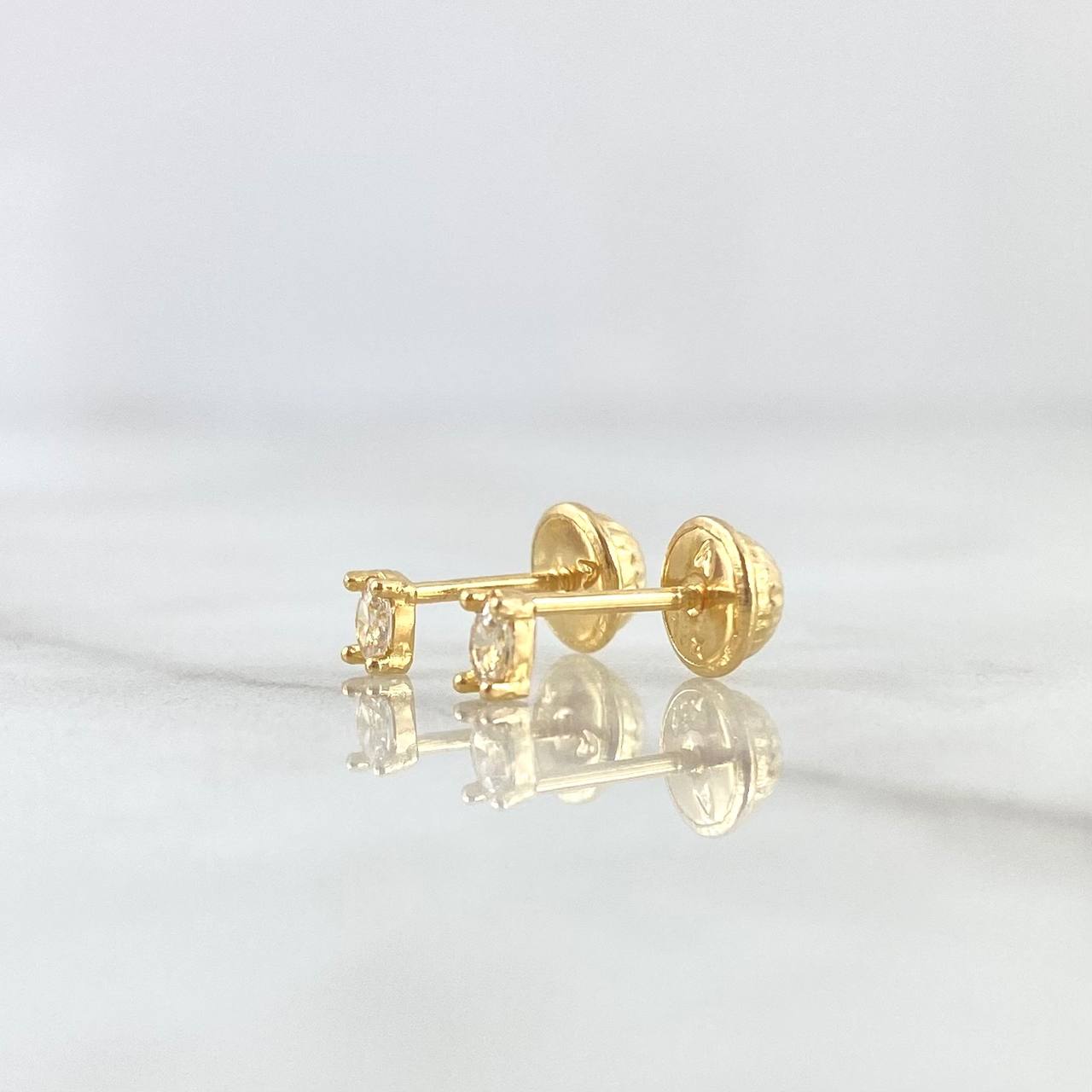 Topos Piedra Ovalada 0.55gr / 3.5mm Circon Blanco Oro Amarillo ©