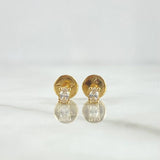 Topos Piedra Ovalada 0.55gr / 3.5mm Circon Blanco Oro Amarillo ©