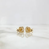 Topos Corazón Coronado 1gr / 8.5mm Circones Blancos Oro Amarillo *