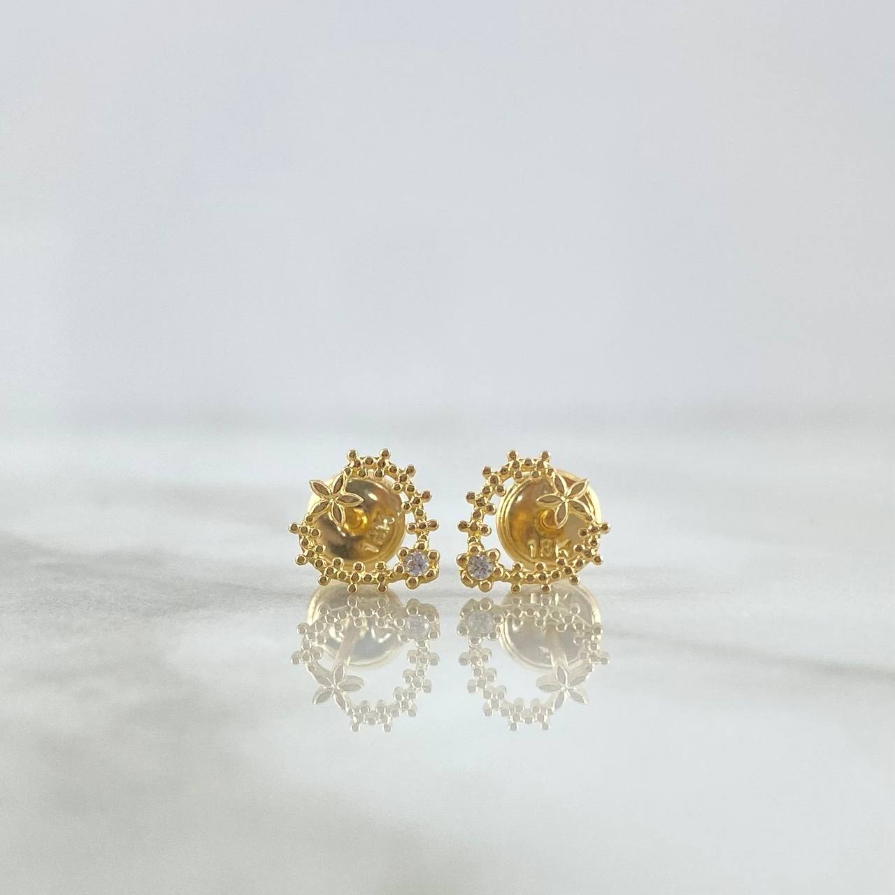 Topos Corazón Alambrado 0.8gr / 8mm Circon Blanco Oro Amarillo ©
