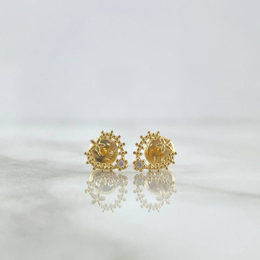 Topos Corazón Alambrado 0.8gr / 8mm Circon Blanco Oro Amarillo ©