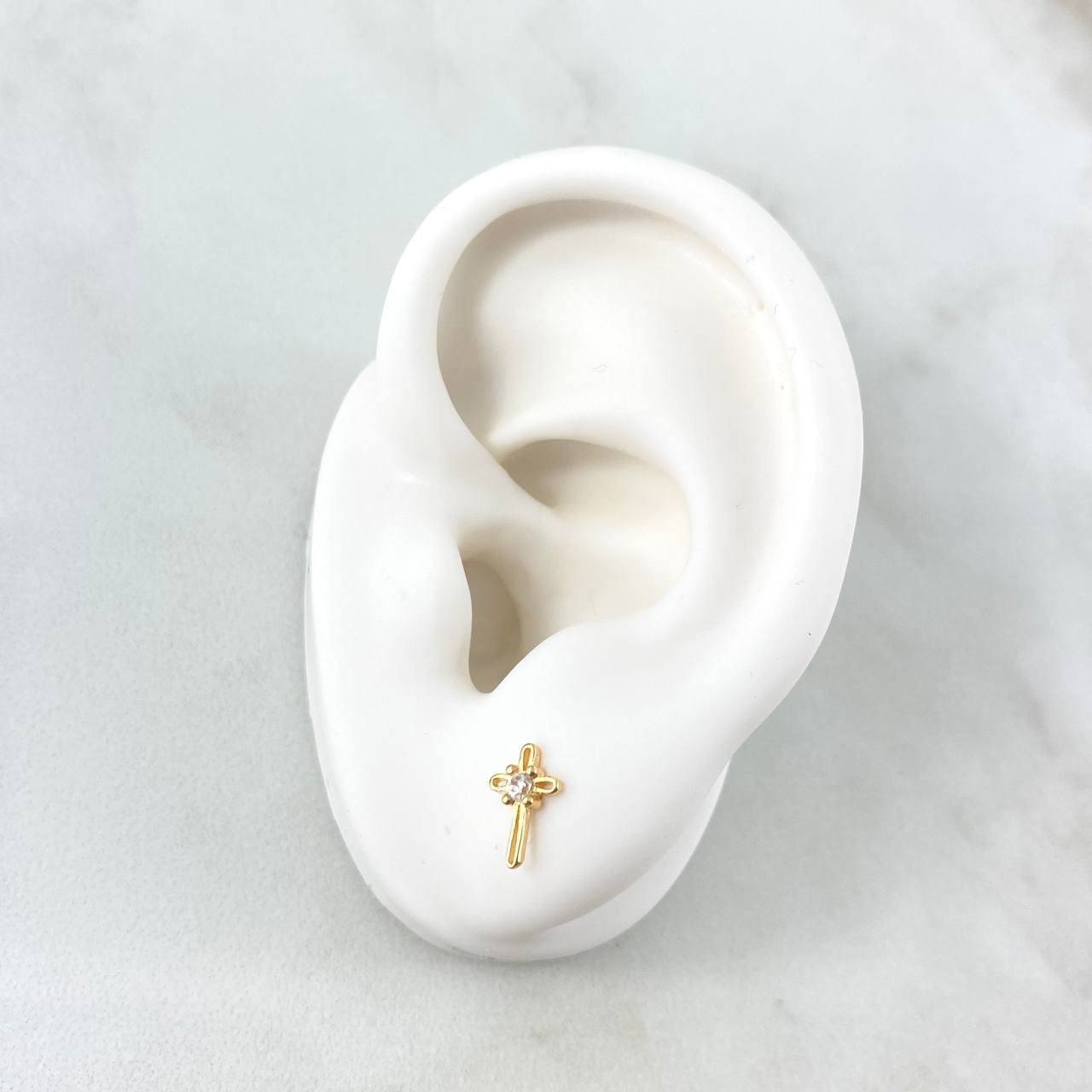 Topos Cruz 0.7gr / 0.9cm-Circones Blancos Oro Amarillo