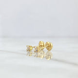 Topos Cuatro Garras Cuadrado 0.7gr / 3mm Circon Blanco Oro Amarillo