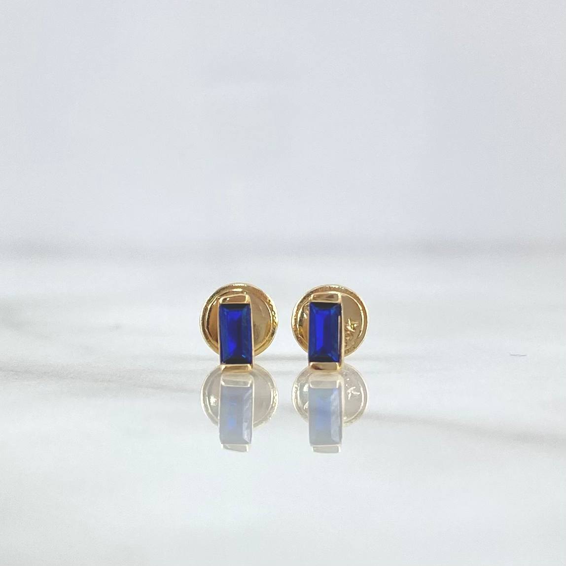 Topos Piedra Rectangular  0.6gr / 5.5mm Circon Azul Marino Oro Amarillo