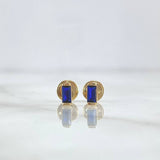 Topos Piedra Rectangular  0.6gr / 5.5mm Circon Azul Marino Oro Amarillo