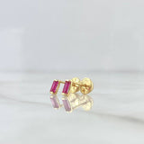 Topos Piedra Rectangular  0.6gr / 5mm Circon Fucsia Oro Amarillo