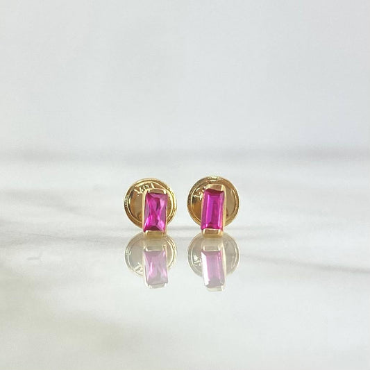 Topos Piedra Rectangular  0.6gr / 5mm Circon Fucsia Oro Amarillo