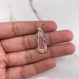 Dije Virgen de Guadalupe 2.75gr / 3.5cm / Circones Azules Fucsias Oro Rosa $