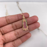 Dije Virgen de Guadalupe 2.85gr / 3.5cm / Circones Fucsia Verdes Oro Rosa $