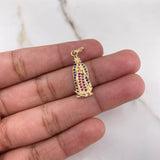 Dije Virgen de Guadalupe 1.75gr / 2.7cm / Circones Azules Fucsias Oro Amarillo $
