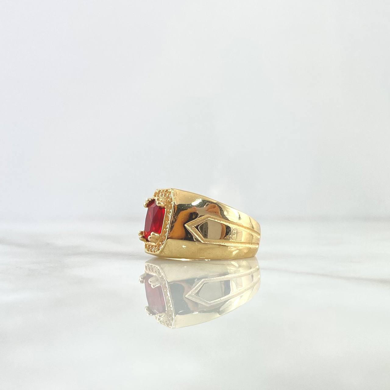 Anillo Rustico Halo Flechado 7.7gr / T7 1/2 / Circones Blancos Y Rojo Oro Amarillo