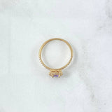 Anillo Solitario Halo Tupido Mini 1.7gr / T7 / Circones Blancos Y Lila Oro Amarillo