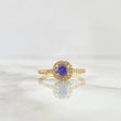 Anillo Solitario Halo Tupido Mini 1.7gr / T7 / Circones Blancos Y Lila Oro Amarillo