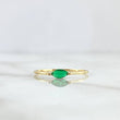 Anillo Solitario Marquesa Horizontal 0.9gr / T8 3/4 / Circon Verde Oro Amarillo