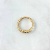 Anillo Serpiente Escamada 2.95gr / T7 1/4 / Circones Blancos Oro Amarillo