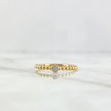 Anillo Solitario Bisel Esferas 1.65gr / T7 1/4 / Circon Blanco Oro Amarillo 18K *