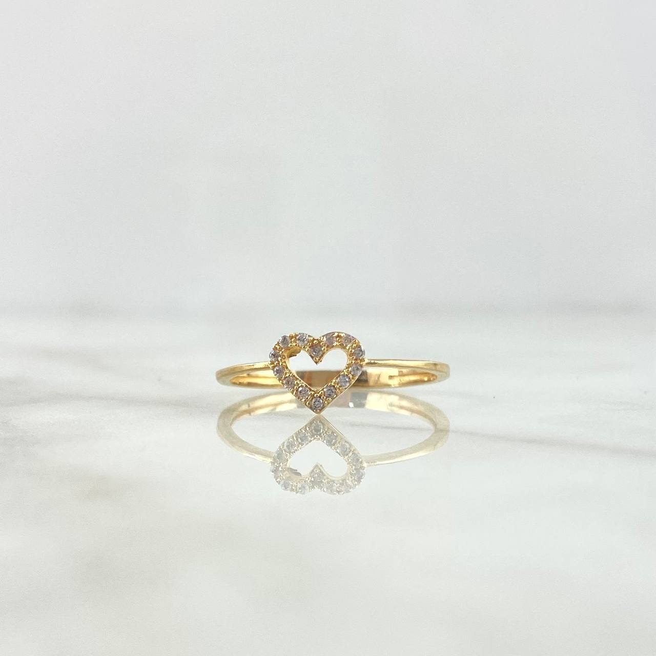 Anillo Silueta Corazon 1.1gr / T7 / Circones Blancos Oro Amarillo