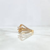 Anillo Curvas Eleganza 3.75gr / T4 1/2 / Circones Blancos Oro Amarillo
