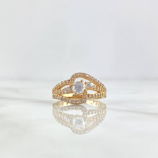 Anillo Curvas Eleganza 3.75gr / T4 1/2 / Circones Blancos Oro Amarillo