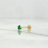 Piercing Chispa Cuatro Garras 0.25gr / 1.3cm / Circon Verde Oro Amarillo (Joya)