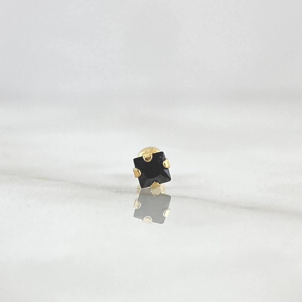Piercing Chispa Cuatro Garras 0.3gr / 1.1cm / Circon Negro Oro Amarillo (Joya)