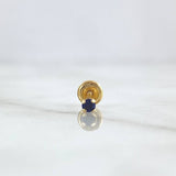 Piercing Chispa Cuatro Garras 0.3gr / 1.2cm / Circon Azul Oscuro Oro Amarillo (Joya)