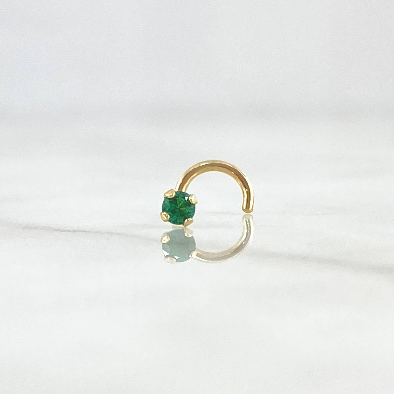 Piercing Chispa Cuatro Garras Curvo 0.2gr / 1cm / Circon Verde Oro Amarillo (Joya)