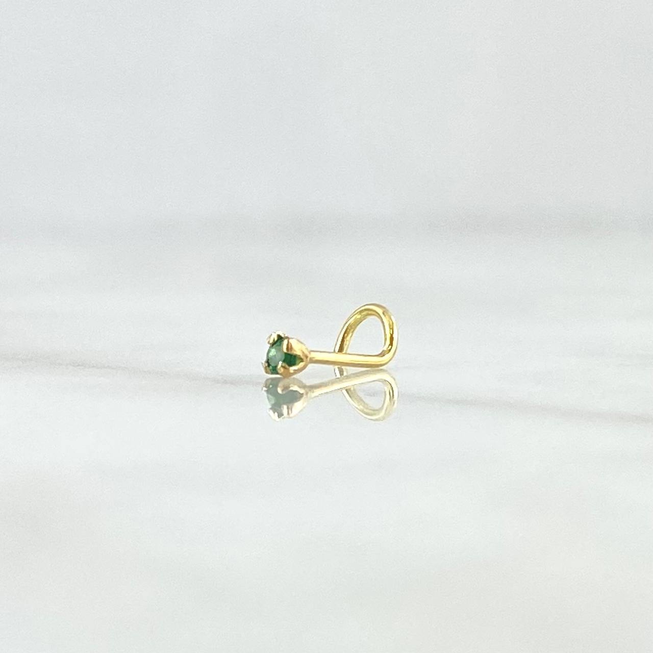 Piercing Chispa Cuatro Garras Curvo 0.15gr / 1cm / Circon Verde Oro Amarillo (Joya)