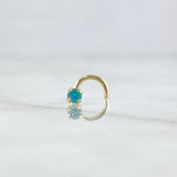 Piercing Chispa Cuatro Garras Curvo 0.2gr / 1cm / Circon Celeste Oro Amarillo (Joya)