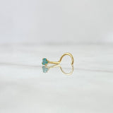 Piercing Chispa Cuatro Garras Curvo 0.2gr / 1cm / Circon Celeste Oro Amarillo (Joya)