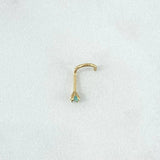 Piercing Chispa Cuatro Garras Curvo 0.2gr / 1cm / Circon Celeste Oro Amarillo (Joya)