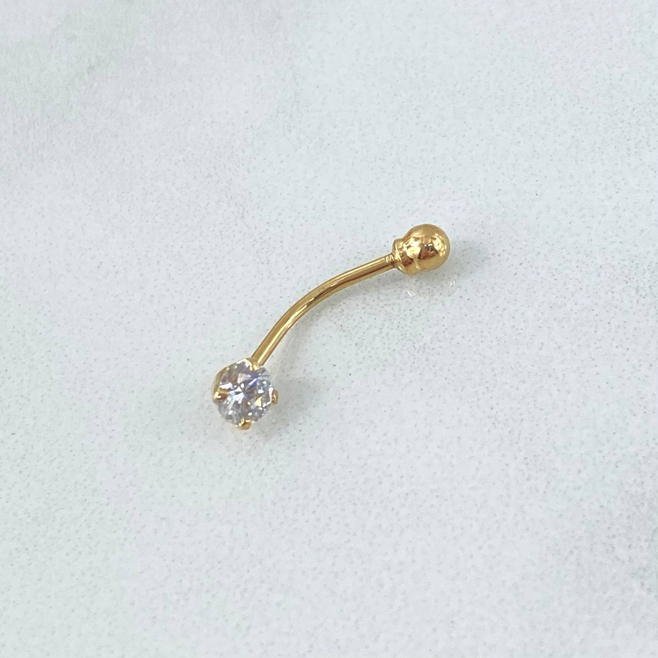 Piercing Cuatro Garras Ombligo 0.45gr / 1.9cm / Circon Blanco Oro Amarillo (Joya)