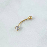 Piercing Cuatro Garras Ombligo 0.45gr / 1.9cm / Circon Blanco Oro Amarillo (Joya)