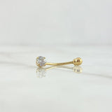 Piercing Cuatro Garras Ombligo 0.45gr / 1.9cm / Circon Blanco Oro Amarillo (Joya)
